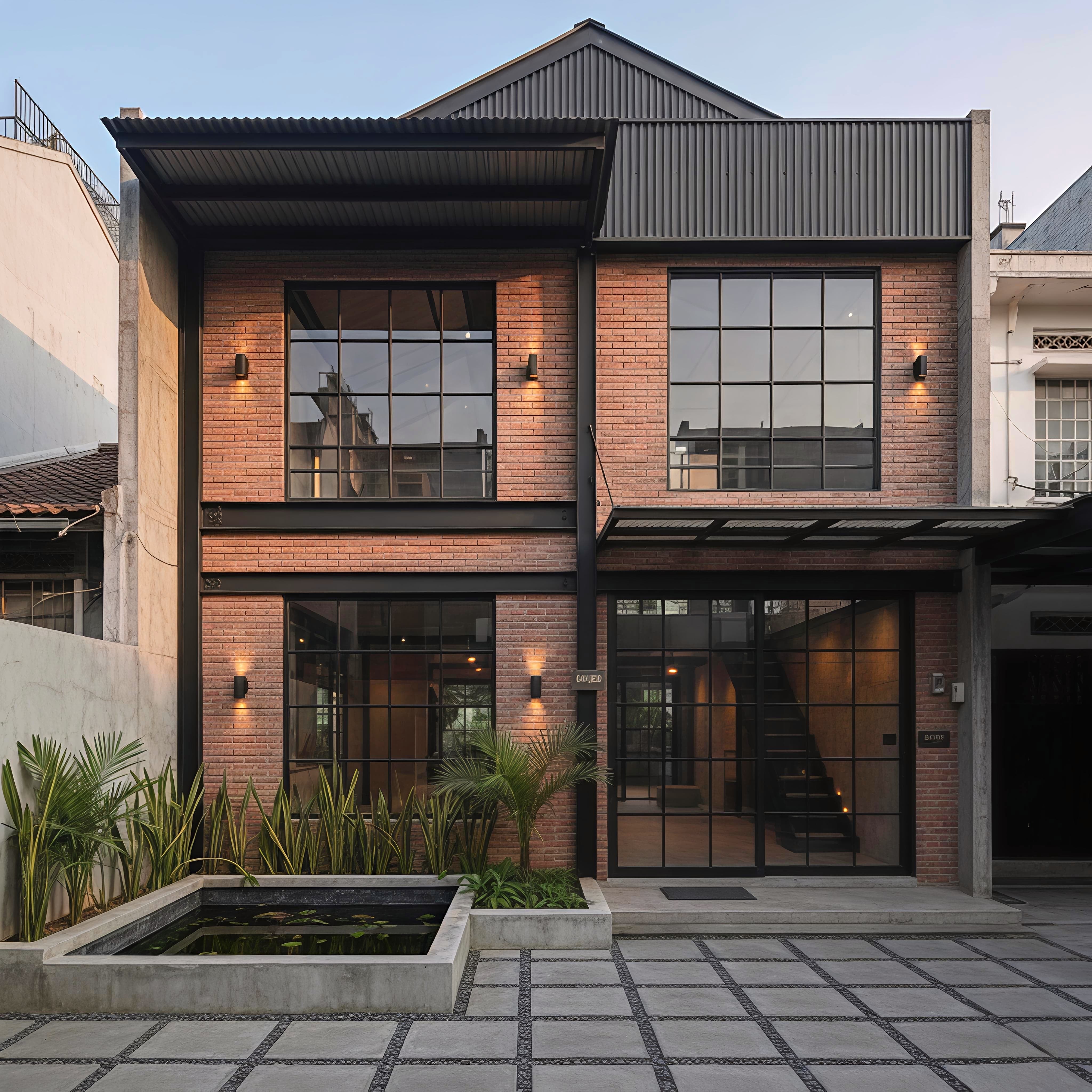 fasad rumah minimalis modern menggunakan bata tempel